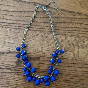 Gold & Bright Blue Short Beaded Necklace